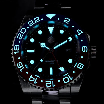 San Martin Luxury GMT Hangzhou 6460 Men's Automatic Mechanical Watch Business Sports Waterproof 200m Sapphire Full Luminous SN0016
