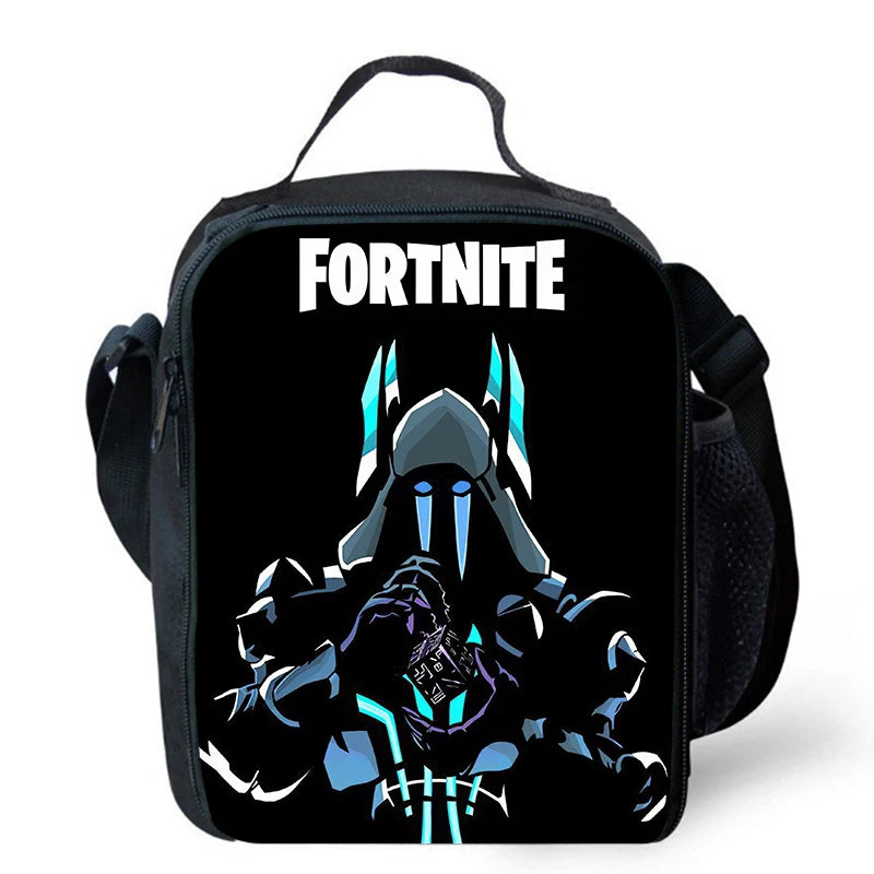 Saco de Almoço Térmico Isolado com Desenho Animado Fofo, Recipiente para Alimentos à Prova de Fugas, Reutilizável, Saco Frigorífico de Almoço Fortnite para Crianças e Estudantes