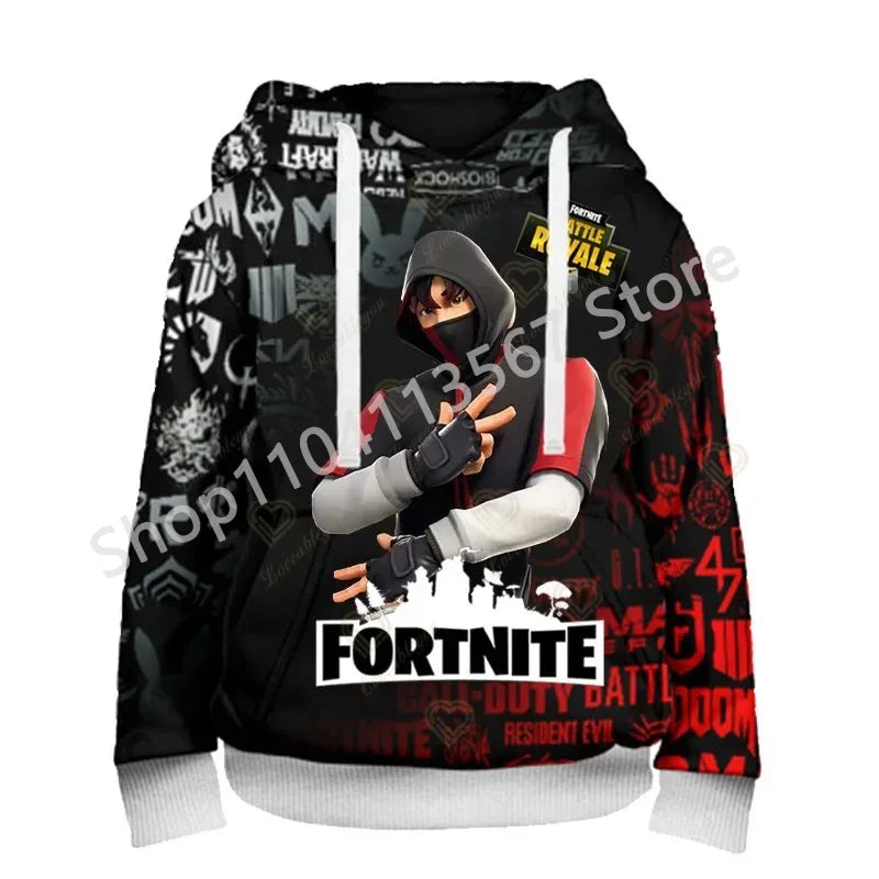 Llama Battle Royale F-Fortnited Kapuzenpullover mit 3D-Print für Herren, Damen und Kinder, Sweatshirt für Jungen, Mädchen und Kids, Streetwear-Pullover, grüne Oberteile