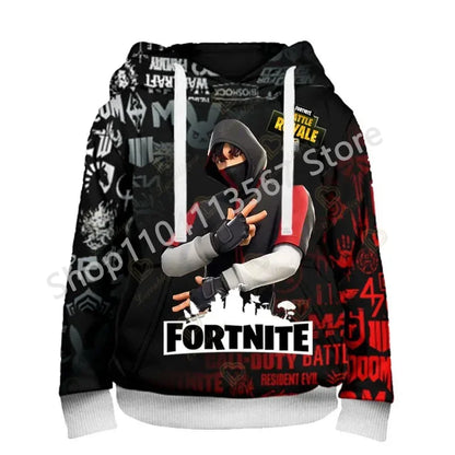 Llama Battle Royale F-Fortnited Kapuzenpullover mit 3D-Print für Herren, Damen und Kinder, Sweatshirt für Jungen, Mädchen und Kids, Streetwear-Pullover, grüne Oberteile