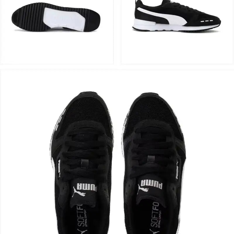 Authentiques baskets de course PUMA unisexe 2026 Summer R78 Vintage en maille, basses, noires et blanches, décontractées 373117-01