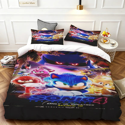 Sonic Duvet Cover for Kids Cool Bedding Set, Duvet Cover for Bedroom Decor Soft and ComfortableTwin, Double, Queen, and King
