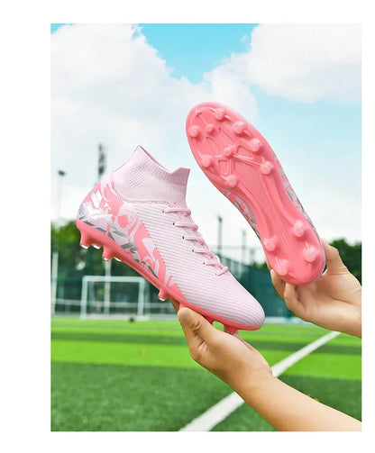 Chaussures de football roses tendance, chaussures de football professionnelles légères pour hommes, chaussures de football antidérapantes, crampons de football originaux, baskets