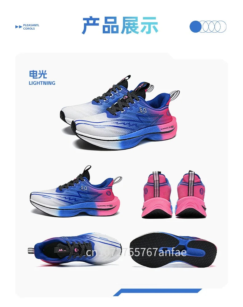 Scarpe da running da uomo con piastra in carbonio, leggere, ultra ammortizzate, traspiranti, da maratona, con assorbimento degli urti e supporto, sneaker sportiva comoda da donna