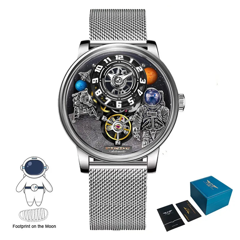 2025 PINDU Design Men Wristwatches Top Brand Luxury Robot Astronaut Space Series Watch Men Sapphire Luminous Waterproof Watches