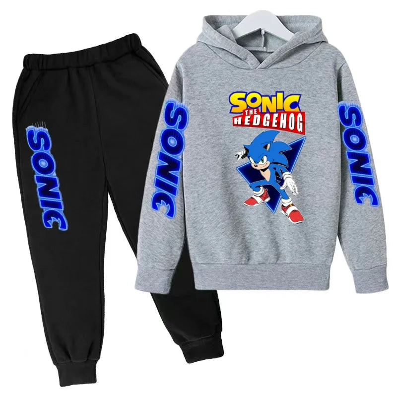 Kids Supersonic Clothing Jogging Blue Sweatshirt Top Coat+Pants Two-piece set Hoodie Boys Girls3-12Yrs Clothes Casual Sports Set