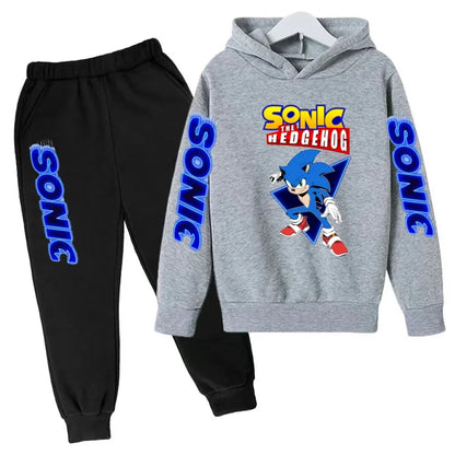 Kids Supersonic Clothing Jogging Blue Sweatshirt Top Coat+Pants Two-piece set Hoodie Boys Girls3-12Yrs Clothes Casual Sports Set