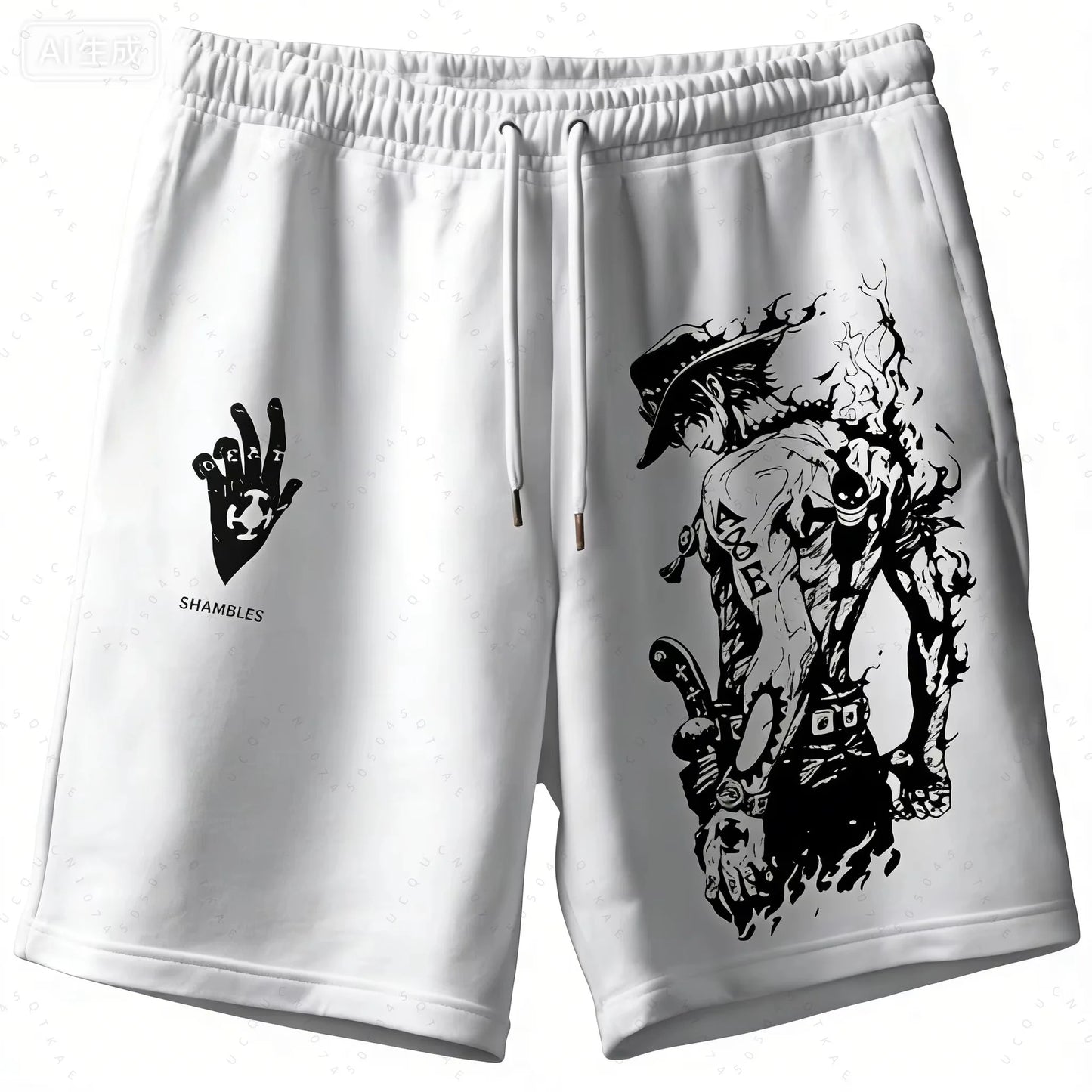 ONE PIECE Animation Luffy Sauron Peripheral Printed Shorts American Summer Men's Daily Loose Sports Breathable Shorts