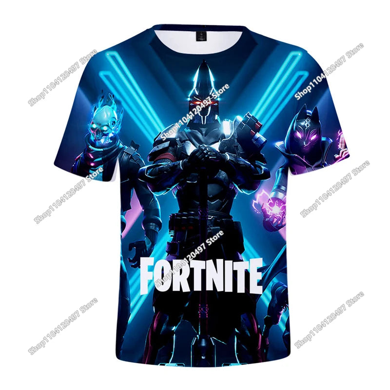 T-shirt de Verão para Criança Battle Royale Fortnite Hero Victory 3D — T-shirt para Rapazes, Raparigas e Bebés