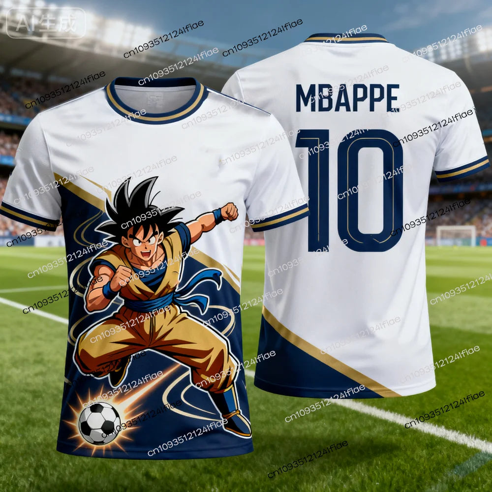 2026 Summer New Adult Men's Dragon Ball Goku 3D Printed Football Jersey T-Shirt Kids Anime T-Shirt Special Football Jersey NO.10