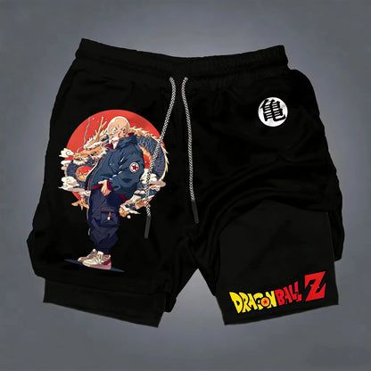 Fashion Dragon Anime GOKU Peripheral Printed Double Layer Shorts Latest Spring and Summer Sports Men's Loose Breathable Pants