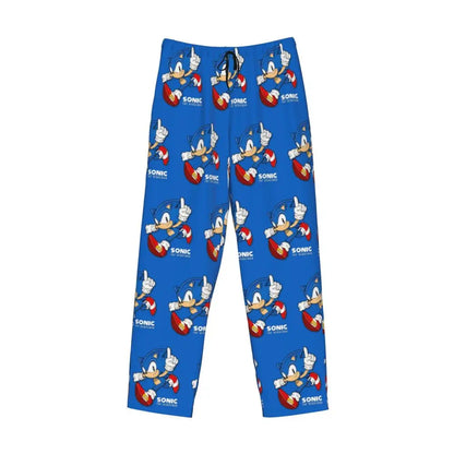 Custom Print Men's Soniced Pajama Pants Hedgehog Game Sleepwear Sleep Lounge Bottoms with Pockets