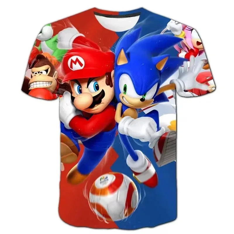 2026 New Anime Super Mario T Shirt Summer Fashion Casual T-shirt Boy Girl Unisex Children's Clothing Tshirt ventilate Tops