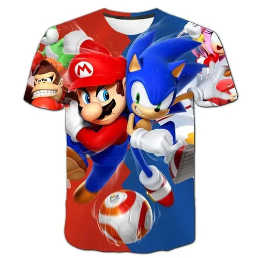 2026 New Anime Super Mario T Shirt Summer Fashion Casual T-shirt Boy Girl Unisex Children's Clothing Tshirt ventilate Tops