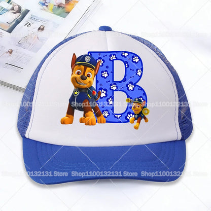 Casquettes de baseball en maille PAW Patrol : Chase, personnage de dessin animé, lettres, pour adultes et enfants, casquettes de sport, anime, été, protection solaire, visière, cadeau pour garçon et fille