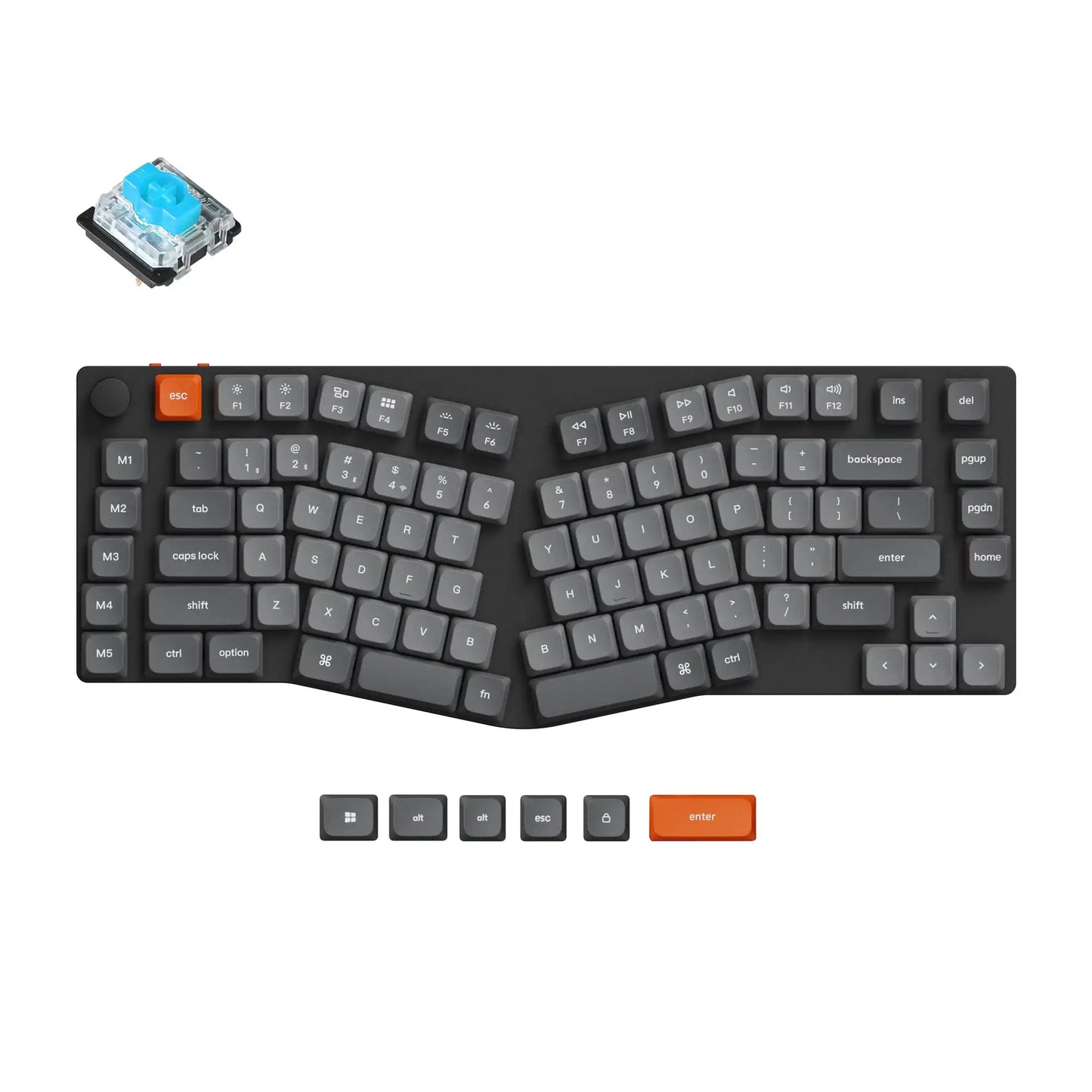 Keychron K15 Max (Alice-Layout) QMK kabellose individuell anpassbare mechanische Tastatur mit flachem Profil, Gateron-Switches und Double-Shot-PBT-Tastenkappen