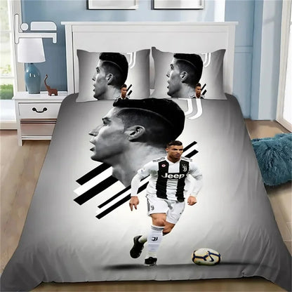 3D Duvet Cover Football CR7 Bedding Set Soft Comforter Cover With 1/2pcs Pillow Shams For Kids Adults Microfiber Quilt Cover
