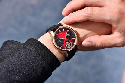 PAGANI DESIGN – Orologio meccanico di lusso da uomo, 41 mm, vetro zaffiro, cinturino in pelle, impermeabile, stile pilota, con tourbillon e fasi lunari