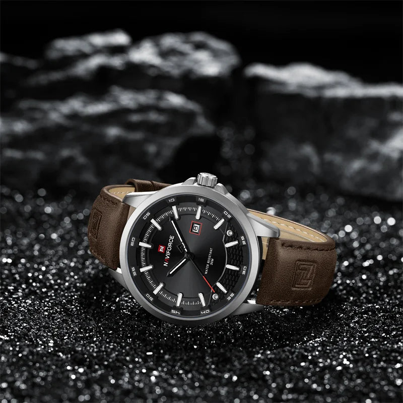 Naviforce 9248 Top Brand New Sport Wristwatch Luxury Military Auto Date Leather Simple Quartz Original Male Clock