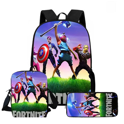Fortnite 3-piece cartoon set, unisex, includes: Backpack, Crossbody bag, And pencil case  Lightweight and large capacity