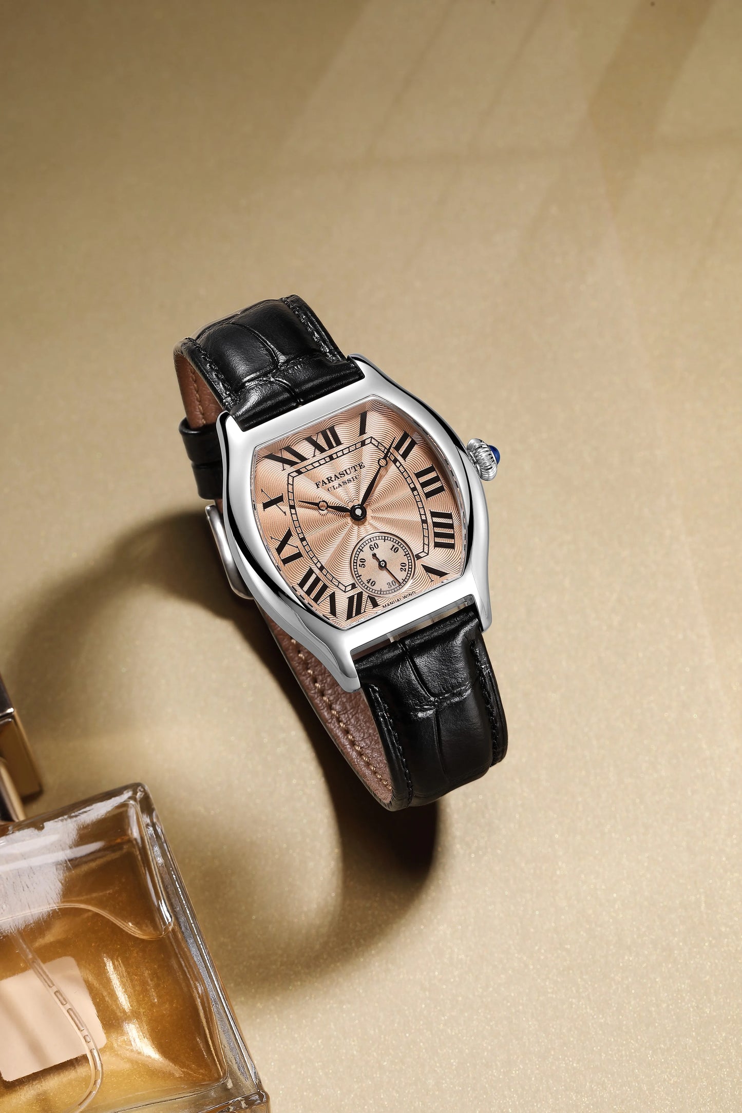 FARASUTE 36mm Retro Hangzhou Customized Manual Mechanical Movement Wristwatches Sapphire 5Bar Waterproof Watch Men reloj hombre