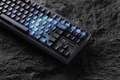 Keycap PBT trasparenti Cherry con incisione laterale e sfumatura Purple Galaxy, 135 tasti, compatibili con tastiere meccaniche 60/64/84/98/108