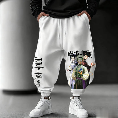 Jujutsu Kaisen Herren-Jogginghose, locker geschnittene Casual-Sweathose mit japanischem Anime-Print, Streetwear-Grafik, Hip-Hop-Hose, Y2K-Kleidung