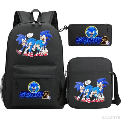 Sonic Backpacks Student School Bags for Teen Men Women Tote Bag Clutch Pocket Nylon Backpacks Travel Mochilas