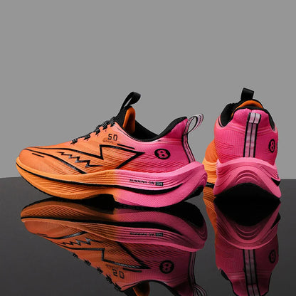 Men's Sport Shoes Professional Cushioned Carbon Plate Running Shoes Breathable Lace-up Casual Sneakers Marathon Athletic Footwear