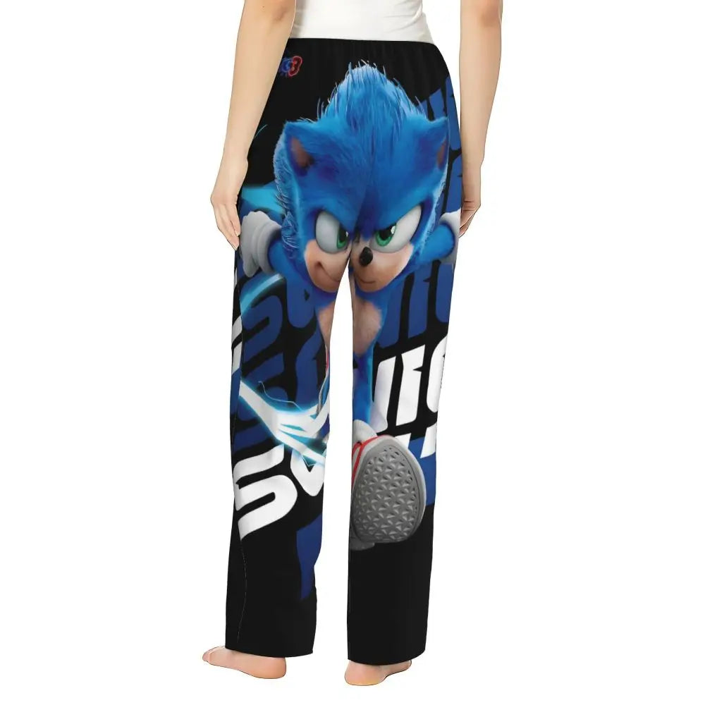 Custom Printed Womens Soniced Pajama Pants Hedgehog Game Sleepwear Sleep Lounge Bottoms with Pockets