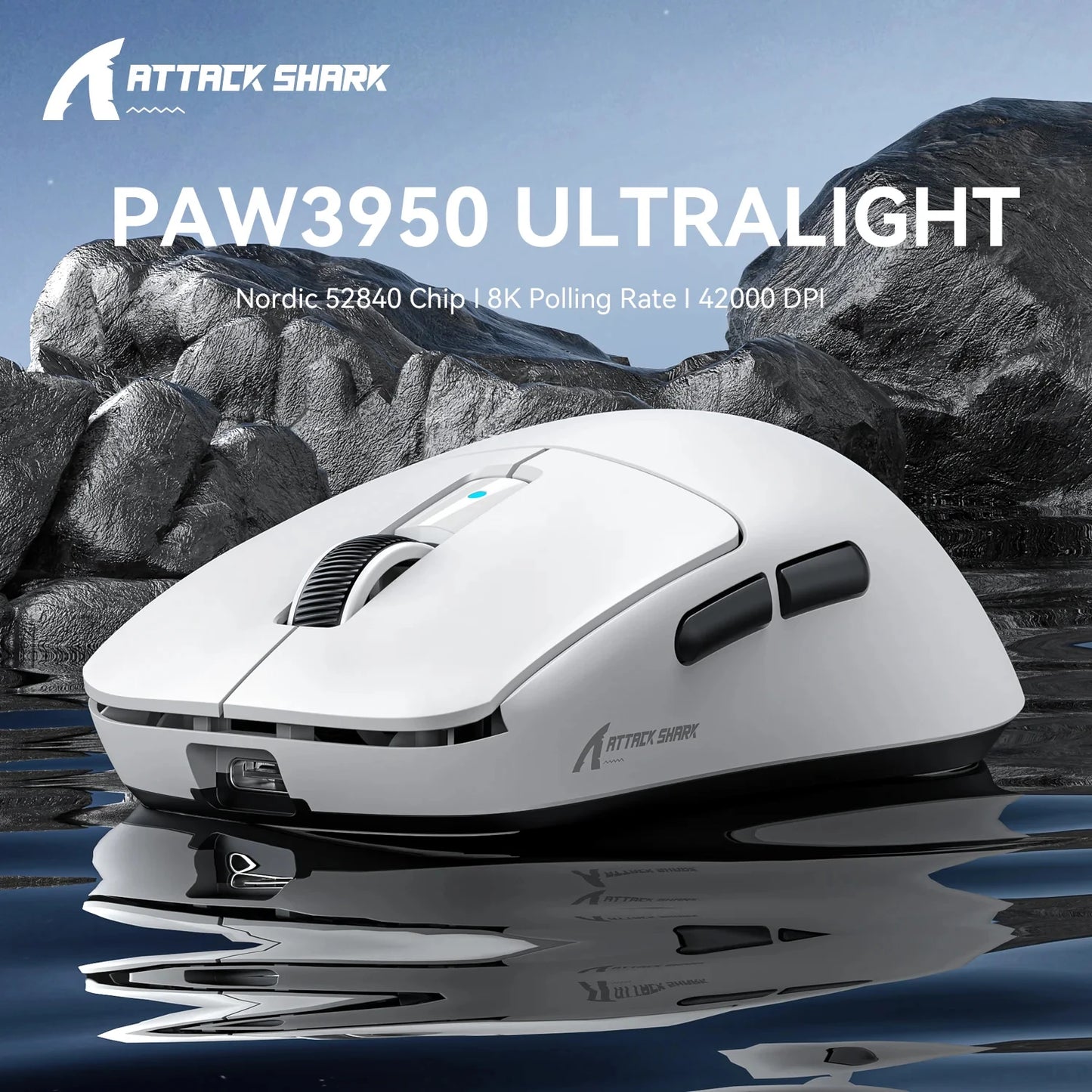 Attack Shark R6 leichte kabellose Gaming-Maus, Computermaus mit PAW 3950Max-Sensor, Nordic 52480 und 8KHz Polling