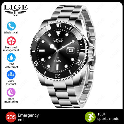 LIGE 2026 Smartwatch for Men  1.27" HD Display, Bluetooth Calling, IP68 Waterproof, Heart Rate & Fitness Monitor