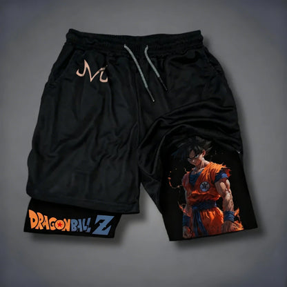 Dragon Ball Son Goku 2026 Men's Quick-Drying Double-Layer Gym Shorts Summer Fitness Sports Y2K Style Fake Two-Piece Pants
