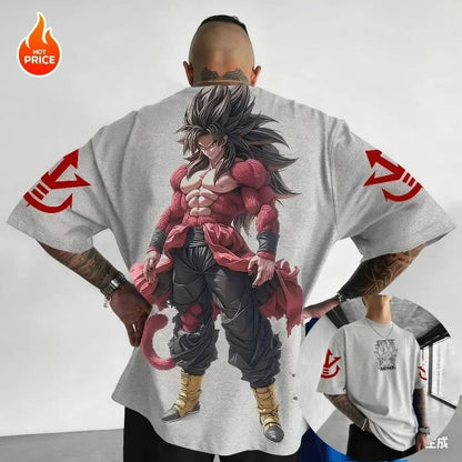 Summer Dragon Ball Retro Anime T-Shirt Men's Super Saiyan4 Goku Casual Loose Sports Daily Short Sleeve Crew Neck Relaxed FitTee