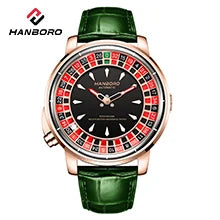 HANBORO mechanisch herenhorloge – Automatisch uurwerk, wekker, uursignaal, waterdicht tot 100 m, saffierglas, stalen kast, elegante en unieke stijl.