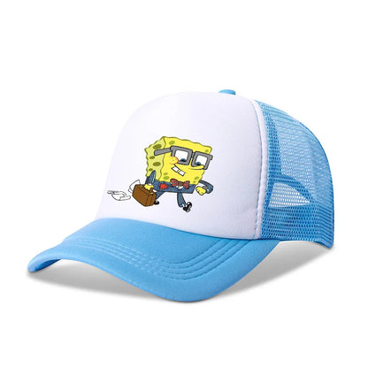 Casquette de baseball SpongeBob mignonne, style anime, ronde, unisexe, pour enfants (garçons et filles) et adultes, sportive, décontractée, pare-soleil, ajustable, inspirée du film d'animation, à visière, en maille