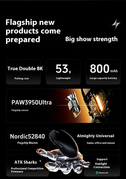 ATK  A9 Plus Gaming Mouse Wireless A9/A9 SE/A9 Pro Tri Mode 8K Gaming Mouse Lightweight A9 Ultimate E-sports PC Gift Customized