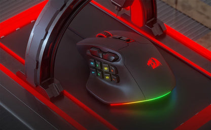 Redragon M811 Aatrox MMO žaidimų pelė, laidinė RGB žaidėjų pelė su 15 programuojamų mygtukų ir ergonomišku natūralaus suėmimo dizainu