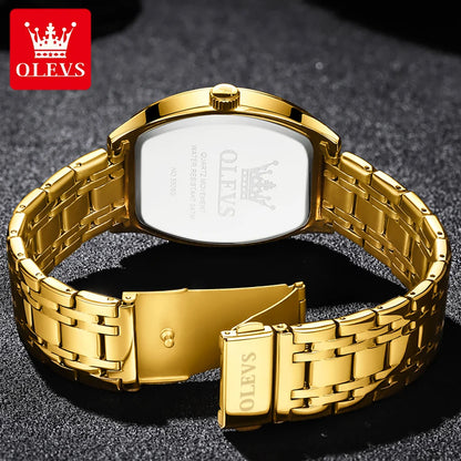 Reloj para hombre OLEVS, modelo de lujo con forma de barril, reloj de cuarzo de una marca de prestigio, resistente al agua, con indicador de día y fecha, y agujas luminiscentes.