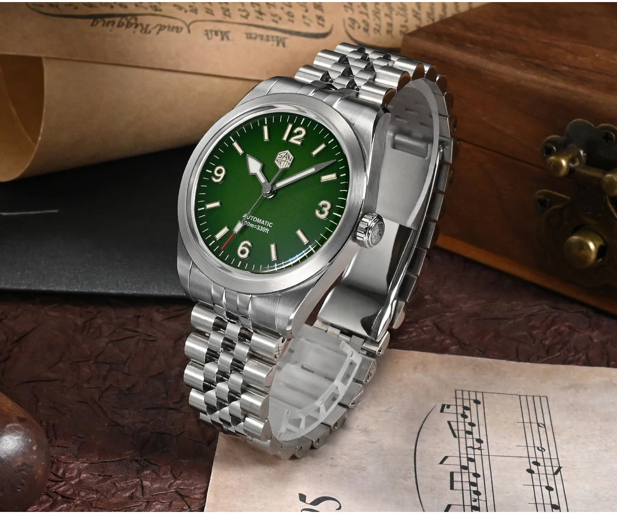 San Martin 38mm Men's Sport Watch Fashion Luxury Explore Climbing Automatic Mechanical Sapphire Waterproof 5 Links Bracelet BGW-9