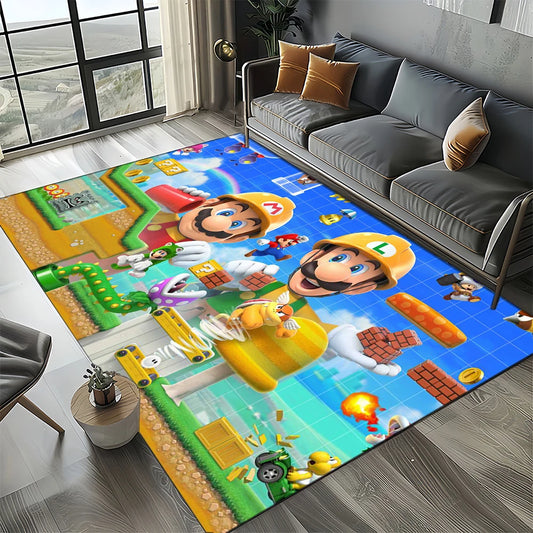 Retro Mario Cartoon  Area Rug,Carpet Rug for Home Living Room Bedroom Sofa Doormat Decor,Kids Play  Floor Mat