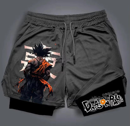 2026 Dragon Ball Printed Double-layered Shorts GOKU American Sporty Comfortable and Fashionable Men's Loose and Breathable Pants