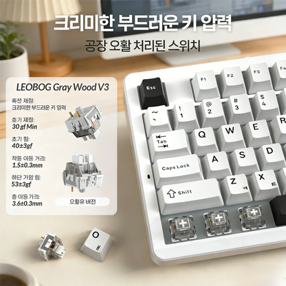 AULA×LINGBAO K87 Kabellose Tastatur mit koreanischen Buchstaben, Gasket-Mount, PBT-Tastenkappen, Makro-Software und LEOBOG-Switches