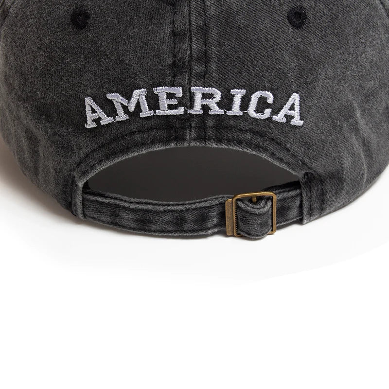 USA Flag Men's Baseball Cap Retro Embroidery Washed Cotton Dad Hats Fashion Women Hip Hop Caps Summer Outdoor Sun Visor Hat