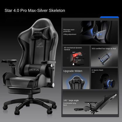 New Gaming Chair 9D Mechanical Dynamic Armrests 3D Lumbar Support Wide Seat Ergonomic Chair Gaming Live Streaming Swivel Chair
