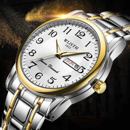 Luxusuhr für Damen, Quarzuhr, digitale Armbanduhr, wasserdicht, mit Kalender und Leuchtanzeige; modischer und professioneller Stil, auch für Herren geeignet.