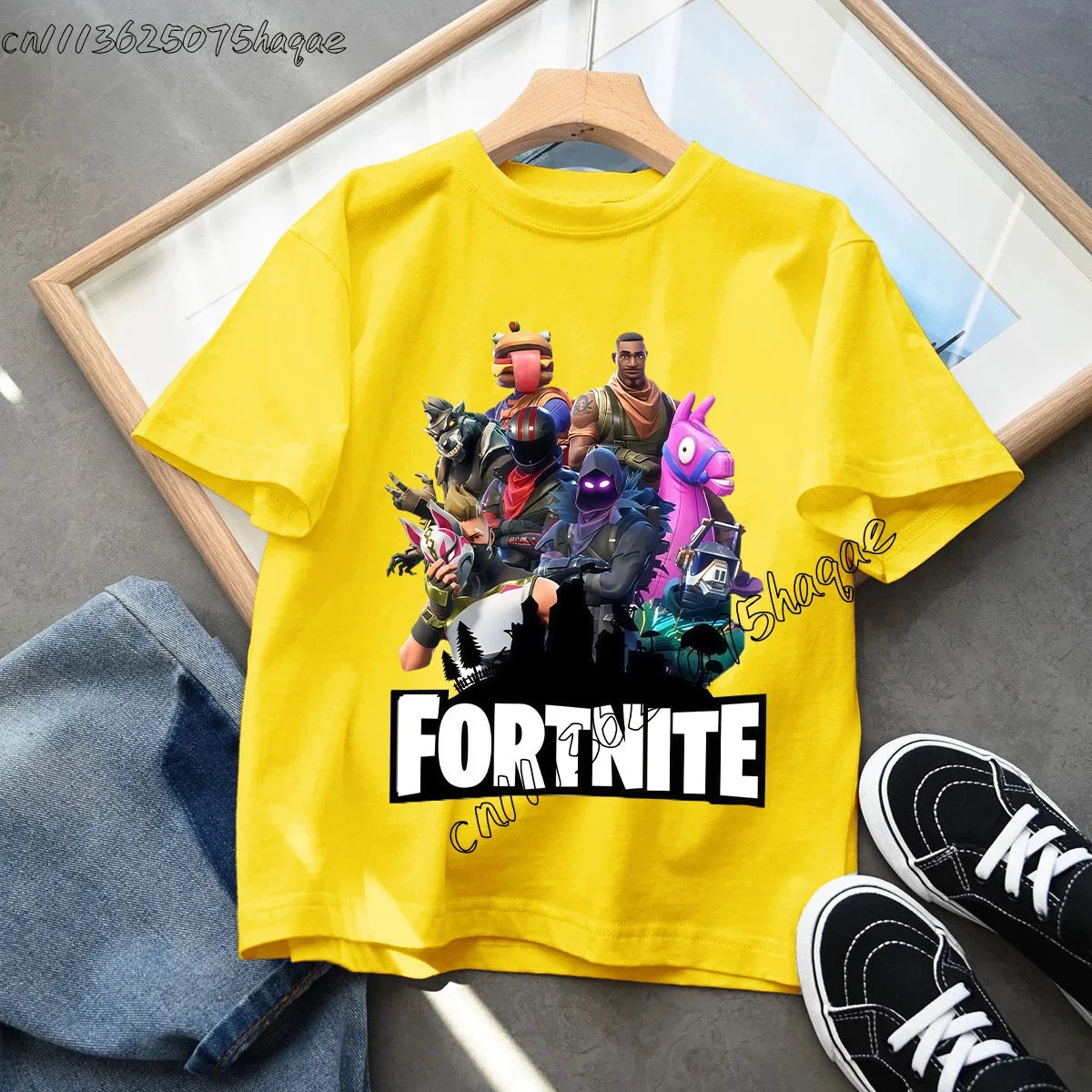 T-shirt infantil de verão Fortnite Bottle Royale — T-shirt de aniversário e festa para menino, manga curta em algodão