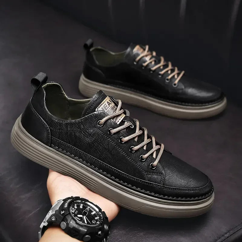 Classic Men's Sneakers Platform Slip-On Casual Leather Sneakers New Comfort Flat Spring Loafers Shoes