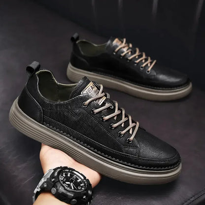 Classic Men's Sneakers Platform Slip-On Casual Leather Sneakers New Comfort Flat Spring Loafers Shoes