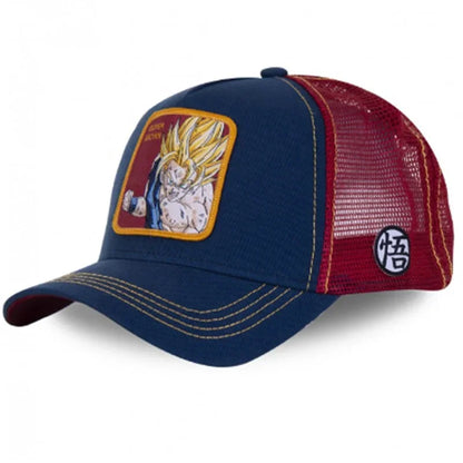 Czapka z motywem Dragon Ball Son Goku – letnia czapka podróżna z daszkiem, męska czapka z haftem w stylu hip-hopowym, z daszkiem przeciwsłonecznym, regulowana czapka typu trucker z siateczką
